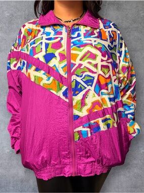 Women's Magenta Mixed-Print Bomber Jacket